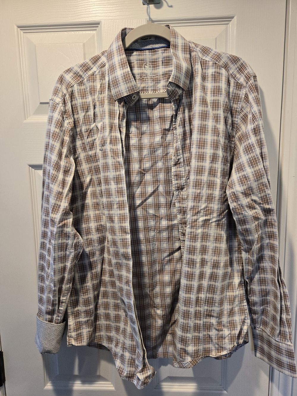 Bugatchi Brown & White Plaid Lightweight Shirt Jacket